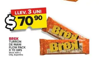 Carrefour Maxi Brek Turron De Mani Flow Pack x 70grs oferta