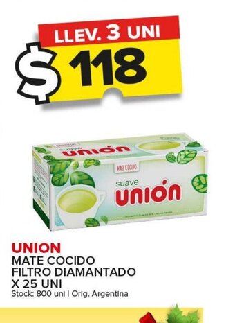 Carrefour Maxi Union Mate Cocido Filtro Diamantado x 25uni oferta