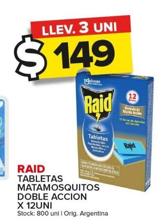 Carrefour Maxi Raid Tabletas Matamosquitos Doble Accion x 12uni oferta