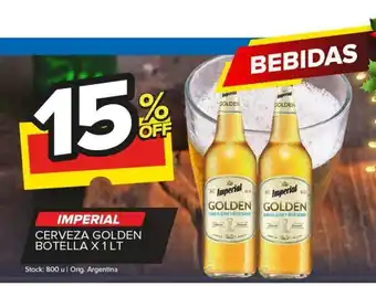 Carrefour Maxi Imperial Cerveza Golden Botella x 1lt oferta