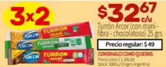 Josimar Turrón arcor con maní-fibra-chocolatoso oferta