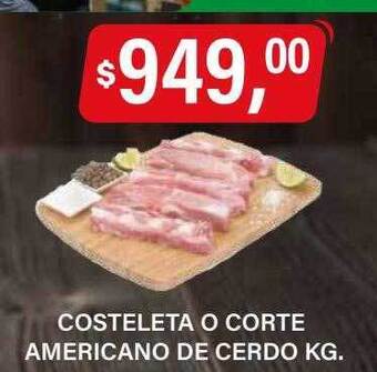 Supermercados Damesco Costeleta o corte americano de cerdo kg oferta