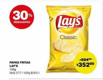 Papas fritas lay's 30% descuento