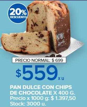 Carrefour Pan dulce con chips de chocolate 20% descuento oferta