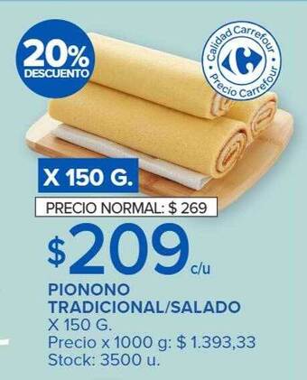 Carrefour Pionono tradicional-salado 20% descuento oferta