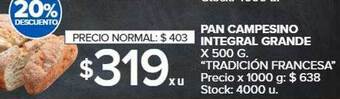 Carrefour Pan campesino integral grande oferta