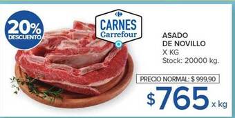 Carrefour Asado de novillo x kg 20% descuento oferta
