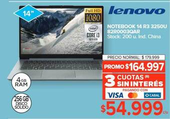 Carrefour Lenovo notebook 14 r3 3250u 82r0003qar oferta