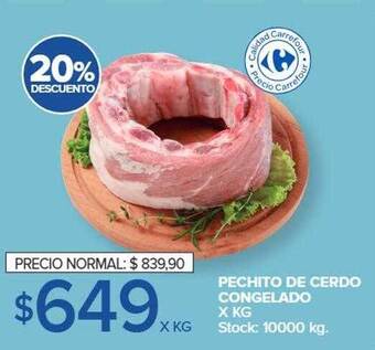 Carrefour Pechito de cerdo congelado x kg 20% descuento oferta