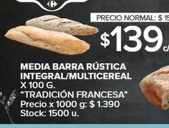 Carrefour Market Media barra rústica integral multicereal oferta