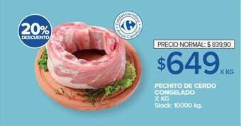 Carrefour Market Pechito de cerdo congelado x kg 20% descuento oferta