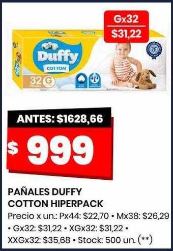 Changomas Pañales duffy cotton hiperpack oferta