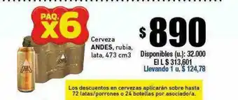 Cooperativa Obrera Cerveza andes rubia lata oferta