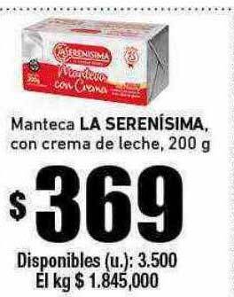 Cooperativa Obrera Manteca la serenísima con crema de leche oferta