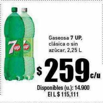 Cooperativa Obrera Gaseosa 7 up clásica o sin azúcar oferta