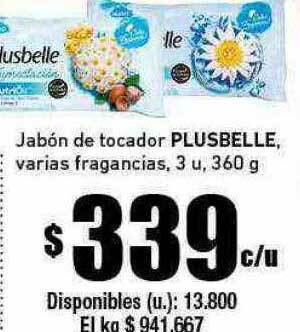 Cooperativa Obrera Jabón de tocador plusbelle varias fragancias oferta