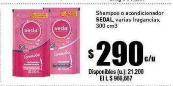 Cooperativa Obrera Shampoo o acondicionador sedal varias fragancias oferta