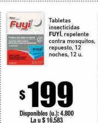 Cooperativa Obrera Tabletas insecticidas fuyí repelente contra mosquitos repuesto 12 noches 12 oferta