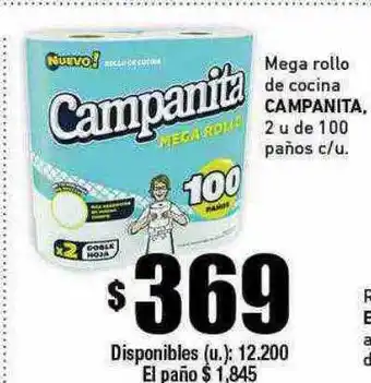 Cooperativa Obrera Mega rollo de cocina campanita oferta