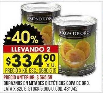 Coto Duraznos en mitades dietéticos copa de oro oferta