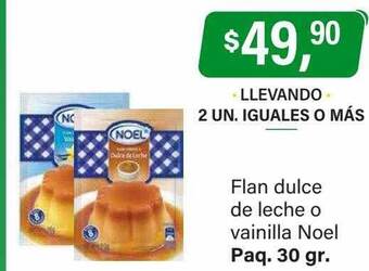 Supermercados Damesco Flan dulce de leche o vainilla noel oferta