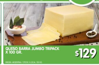 Jumbo Queso de barra jumbo x 100g oferta