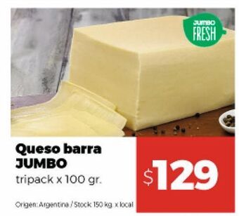 Disco Queso barra jumbo tripack x 100g oferta