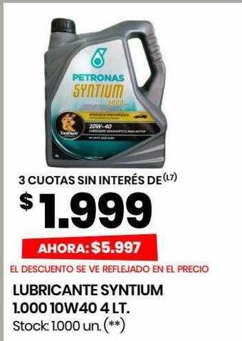 Changomas Lubricante syntium 1.000 10w40 4lt oferta