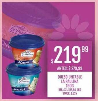 Supermercados Todo Queso untable la paulina oferta