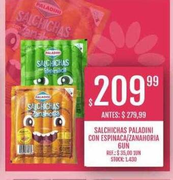 Supermercados Todo Salchichas paladini con espinaca zanahoria oferta