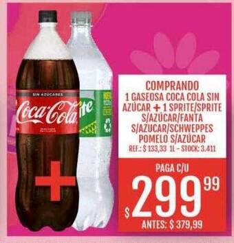 Supermercados Todo 1 gaseosa coca cola sin azucar + 1 sprite sprite s azucar fanta s azucar schweppes pomelo s azucar oferta