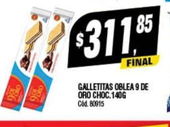 Supermercados Yaguar Galletitas Oblea 9 de Oro Choc. 140g oferta