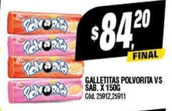 Supermercados Yaguar Galletitas Polvorita vs Sab. x 150g oferta