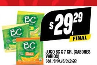 Supermercados Yaguar Jugo BC x 7gr oferta