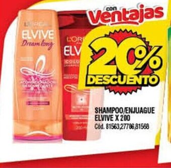 Supermercados Yaguar Shampoo/Enjuague Elvive x 200 oferta