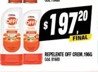 Supermercados Yaguar Repelente Off Crem. 196g oferta
