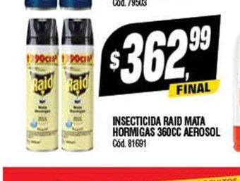 Supermercados Yaguar Insecticida Raid mata Hormigas 360cc Aerosol oferta