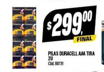 Supermercados Yaguar Pilas Duracell AAA Tira 2u oferta