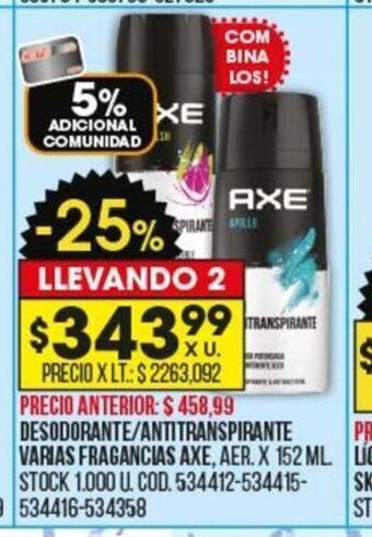 Coto Desodorante/Antitranspirante Varias Fragancias Axe oferta