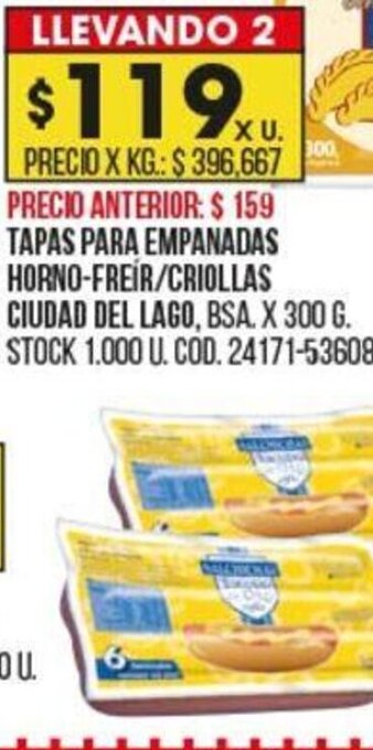 Coto Tapas Para Empanadas Horno-Freir/Criollas Ciudad del Lago oferta