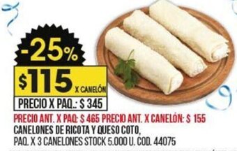 Coto Canelones De Ricota Y Queso Coto oferta