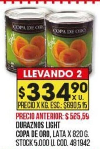 Coto Duraznos Light Copa De Oro oferta