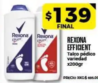 Supermayorista Vital Rexona Efficient Talco pèdico variedad x 200gr oferta