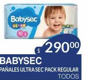 Masivos Babysec pañales ultra sec pack regular oferta