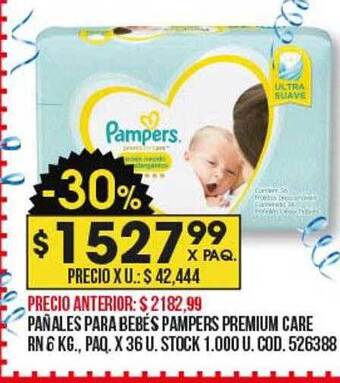 Pañales para bebés pampers premium care