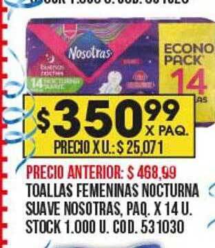 Coto Toallas femeninas nocturna suave nosotras oferta