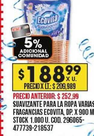 Coto Suavizante para la ropa varias fragancias ecovita oferta