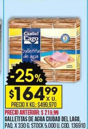 Coto Galletitas de agua ciudad del lago oferta