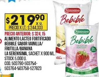 Coto Alimento lácteo fortificado bebible sabor vainilla frutilla banana la serenisima oferta