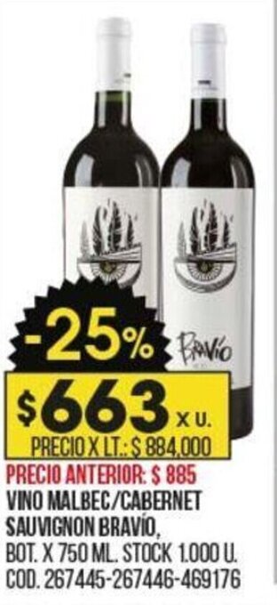 Coto Vino Malbec / Cabernet Sauvignon Bravio oferta